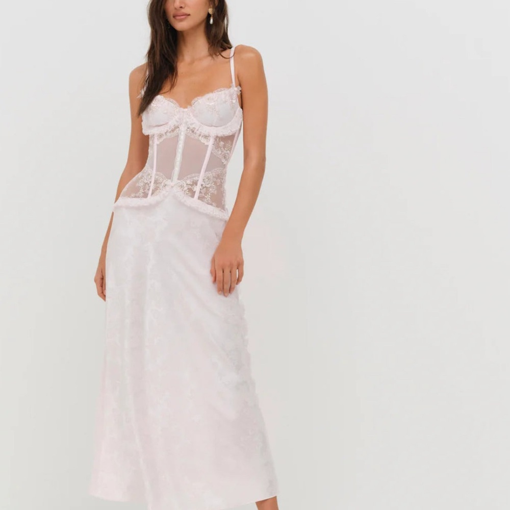 For Love And Lemons Mirabel Maxi Slip Dress in Blush